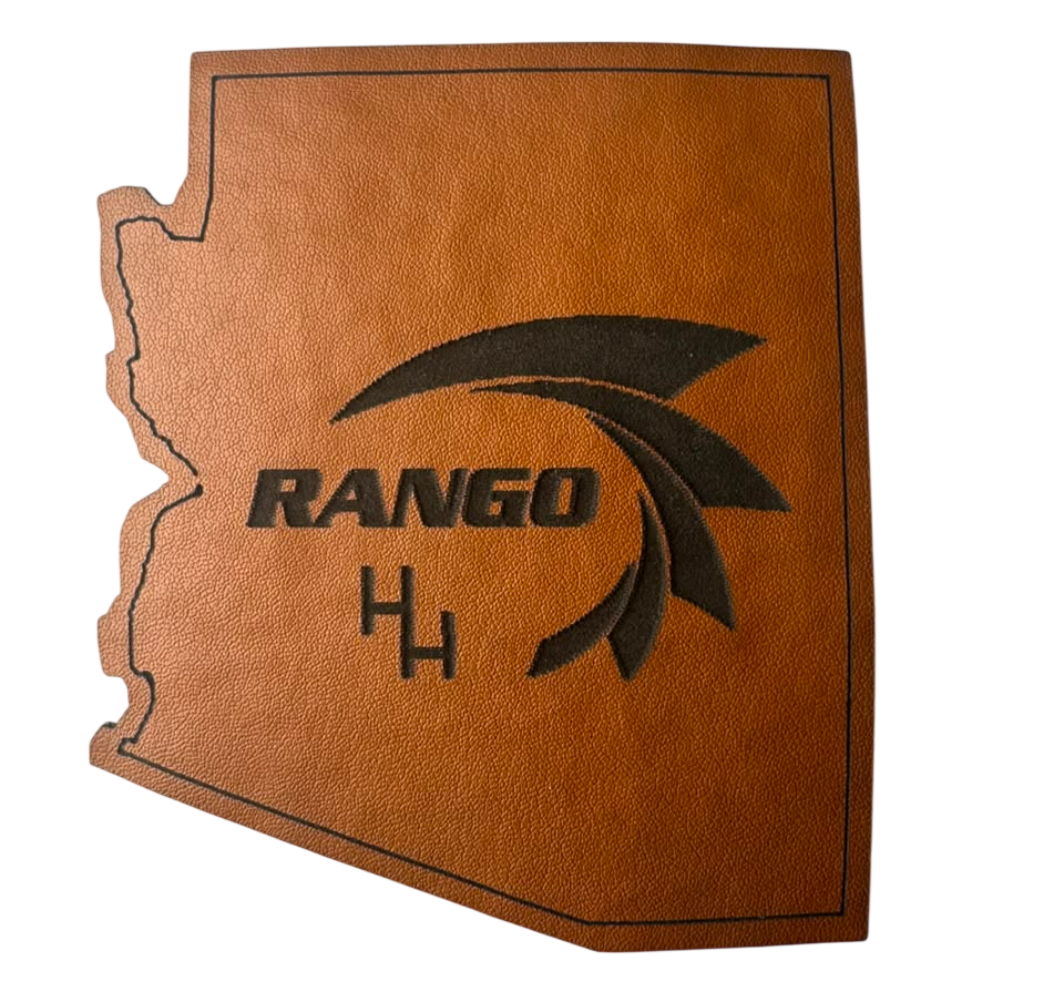 Custom leather patch debossed with a logo